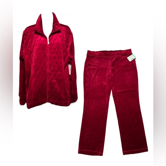 Laura Scott Pants - Laura Scott Red Jacket & Pants Lounge Set